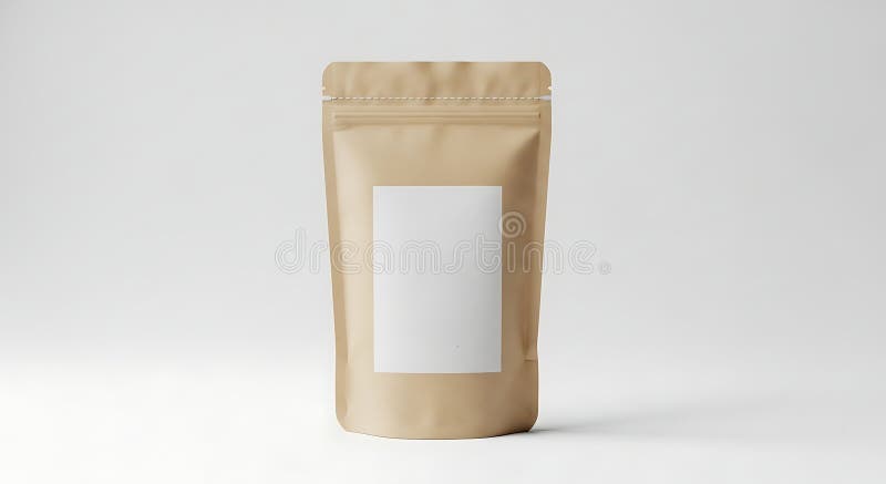 Bolsa de café kraft minimalista con etiqueta en blanco, lote Ethiopia Yirgacheffe