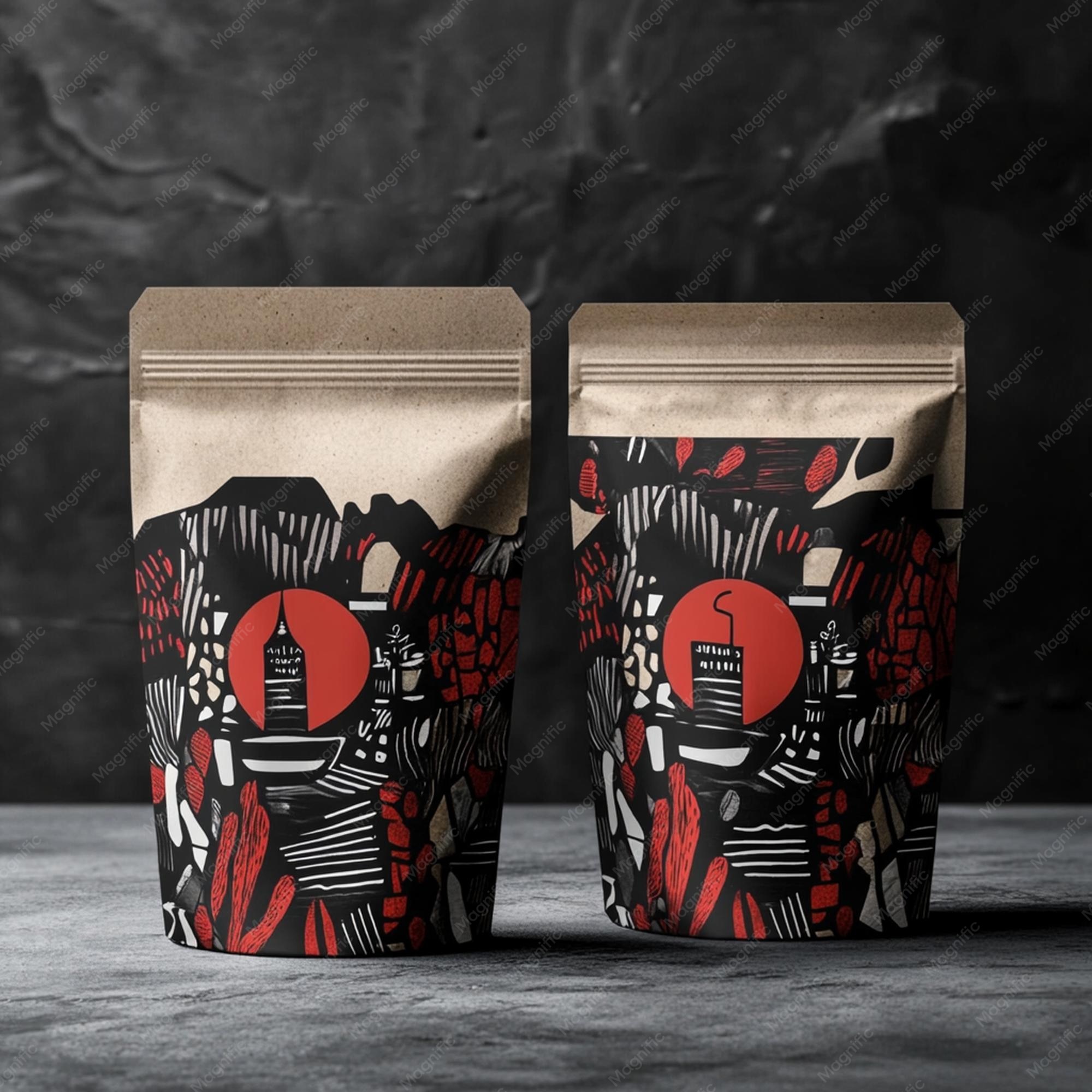 Packaging de café minimalista, lote Colombia Huila